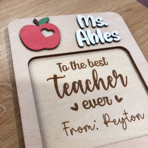 Wooden Announcement, Flower Announcement Sign, Teacher Name Sign, Photo Sign - Picture 4 of 4